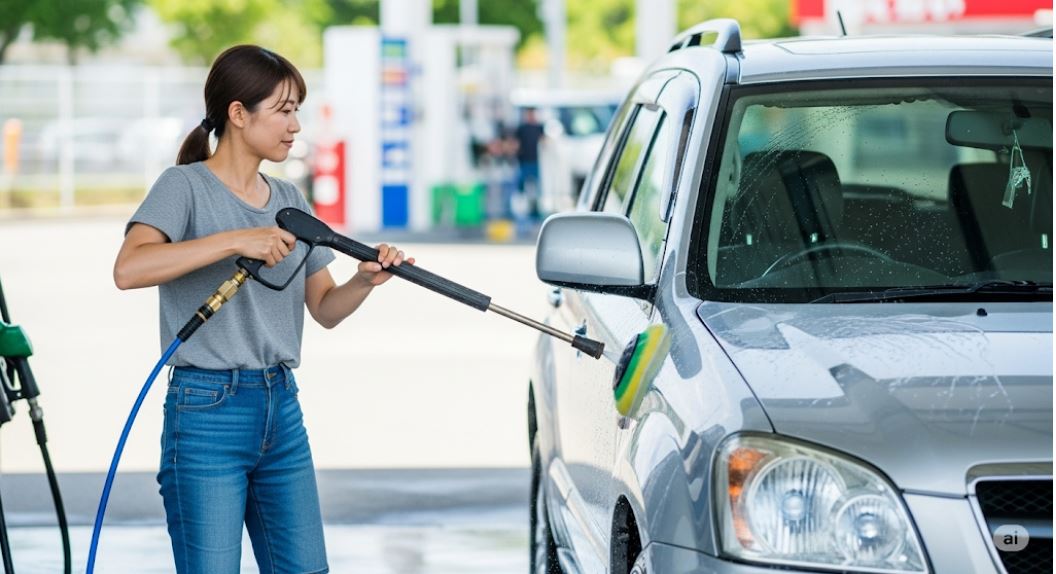 定番はコイン洗車場かガソリンスタンド