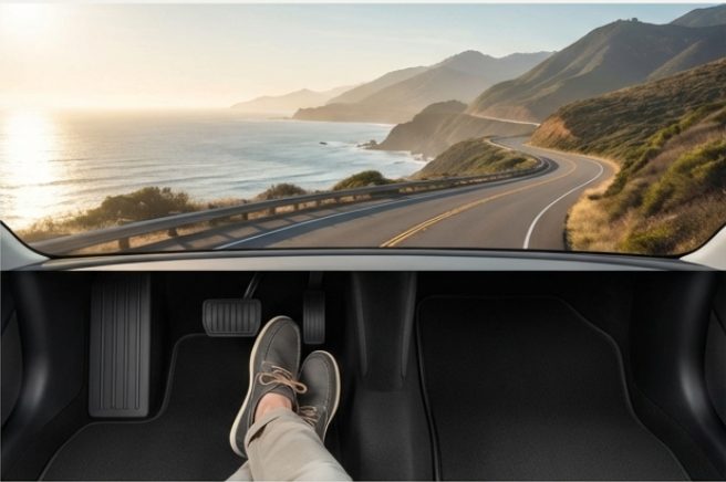 きれいな足元で快適なドライブを楽しむイメージ