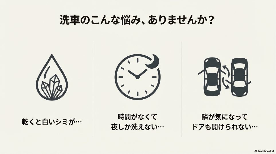 洗車時の悩みイメージイラスト