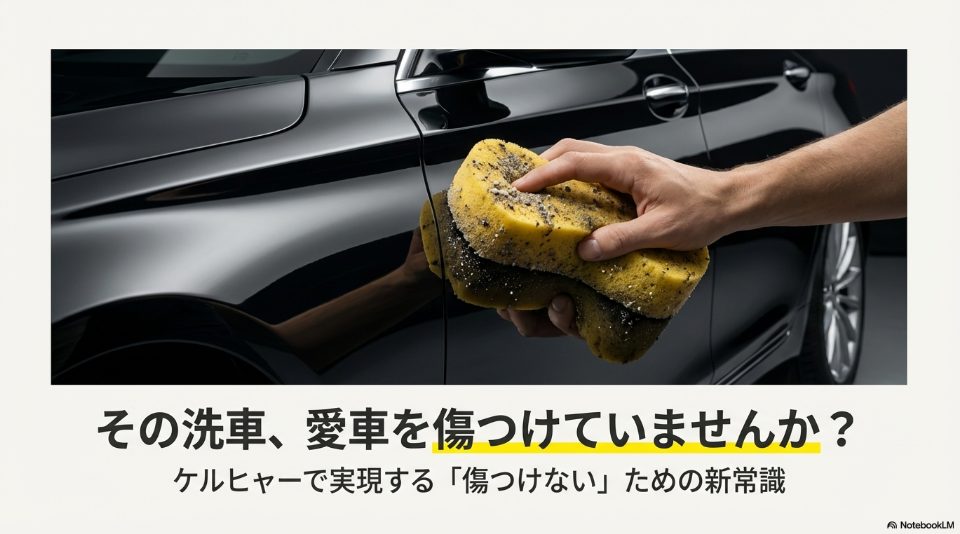 ケルヒャー高圧洗浄機を使わない手洗い洗車が傷の原因になるイメージ