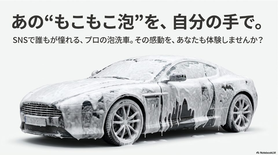 ダイソーの泡スプレーボトルで作る濃厚な泡洗車のイメージc