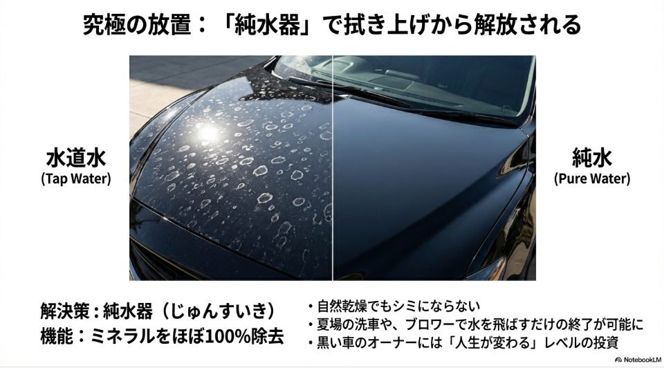 水道水と純水の違いおよび拭き上げ不要を実現する純水器のメカニズム