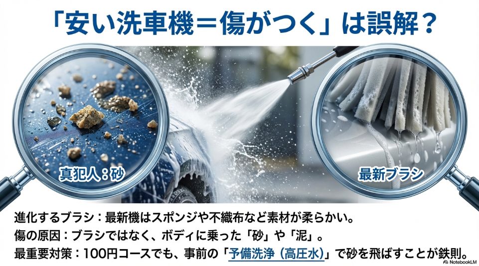 洗車傷の真犯人はブラシではなくボディに乗った砂埃
