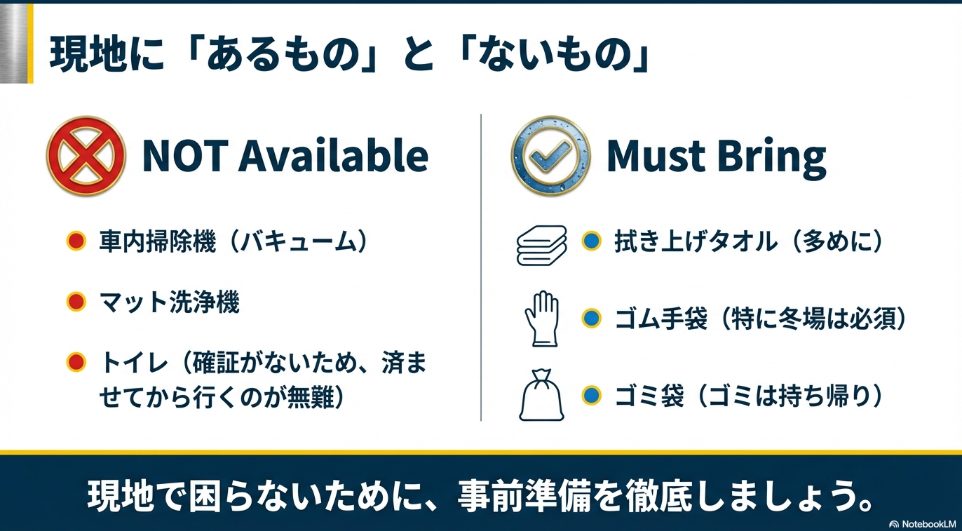 洗車ビレッジ春日山の設備一覧・掃除機やトイレの有無