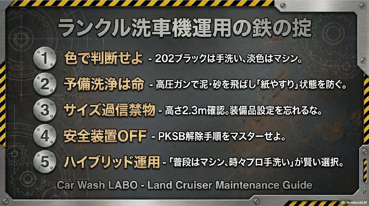 ランクル洗車機運用の鉄の掟5ヶ条まとめ