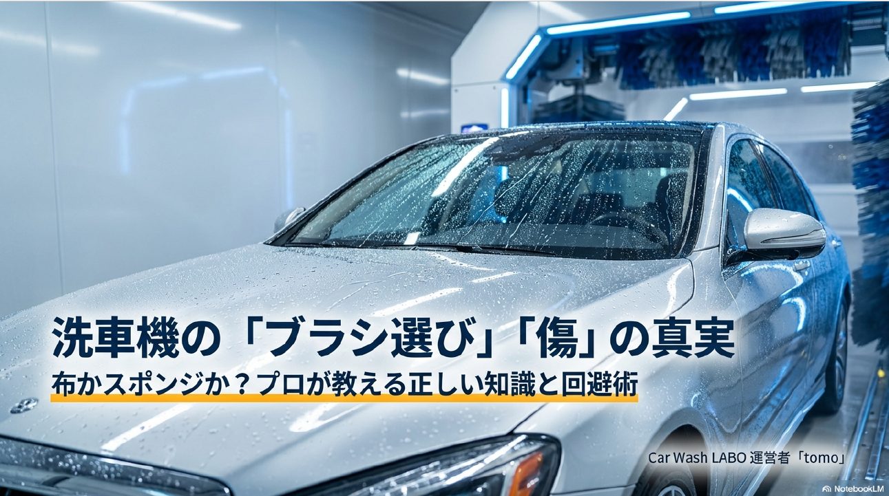 洗車機のブラシ選びと傷の真実・プロが教える回避術のスライド表紙
