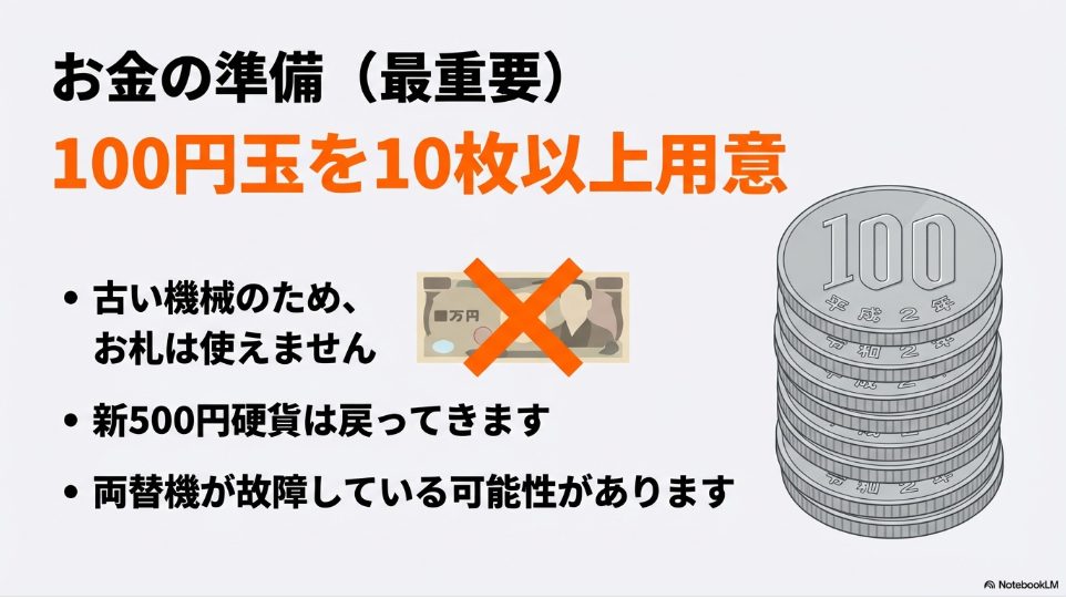 洗車機利用時のトラブル回避！お札や新500円玉が使えない場合に備えて100円硬貨を10枚用意する
