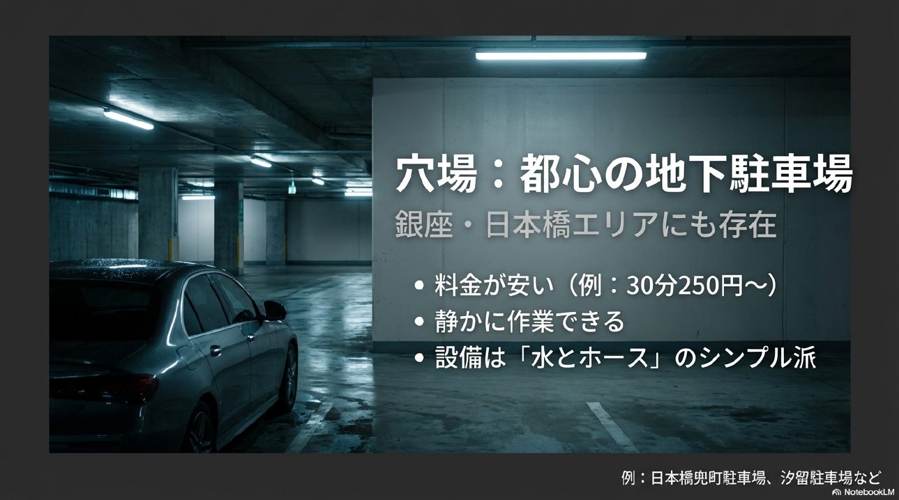 都心の穴場である地下駐車場洗車スペースの特徴と料金例