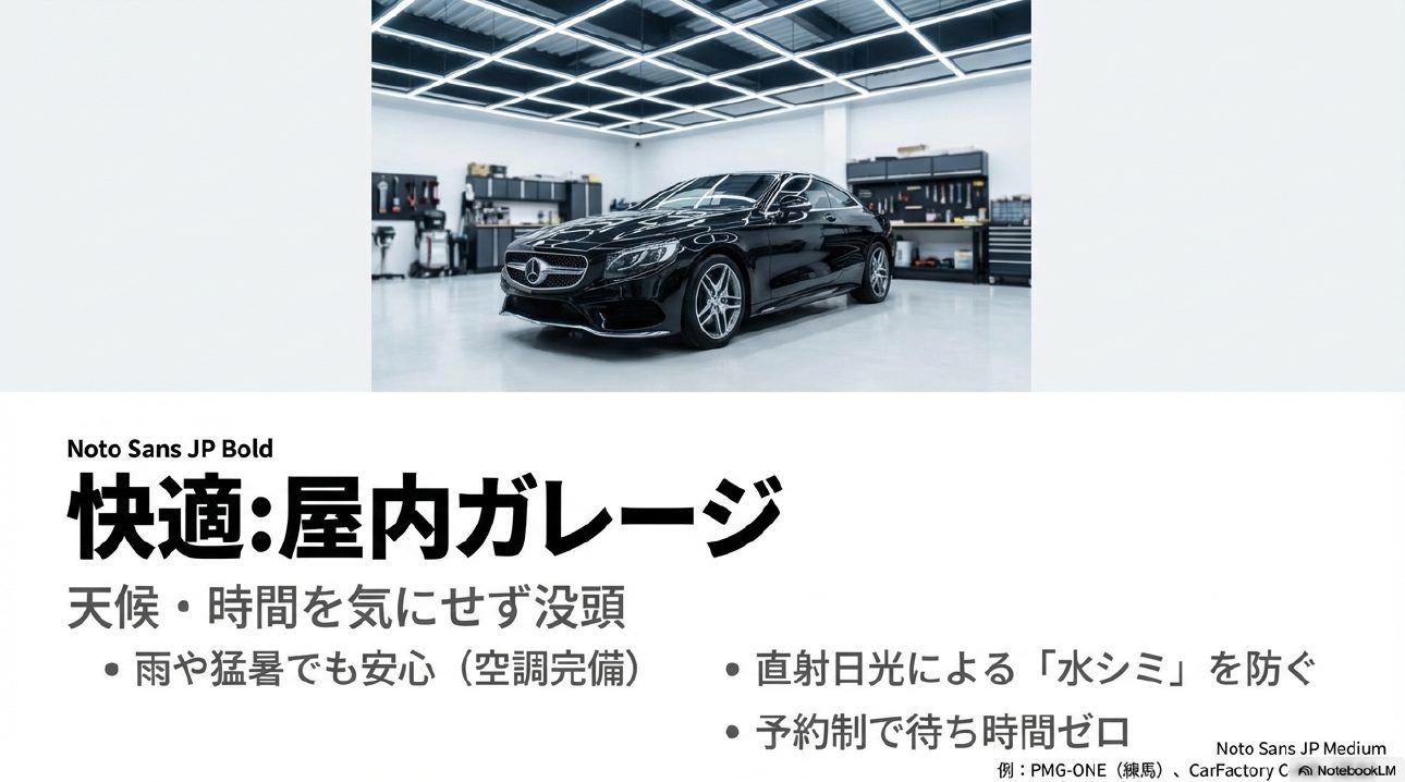 天候や時間を気にせず没頭できる屋内ガレージのメリット