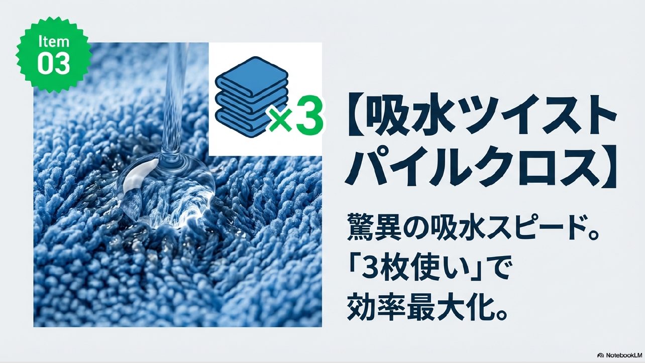 セリアの吸水ツイストパイルクロス3枚使いで洗車効率化