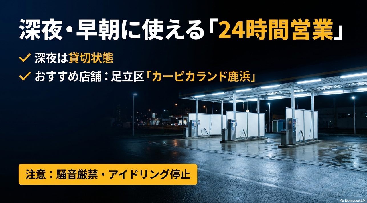 ハイトワゴンタイプのタクシーも洗車可能な広々とした洗車場