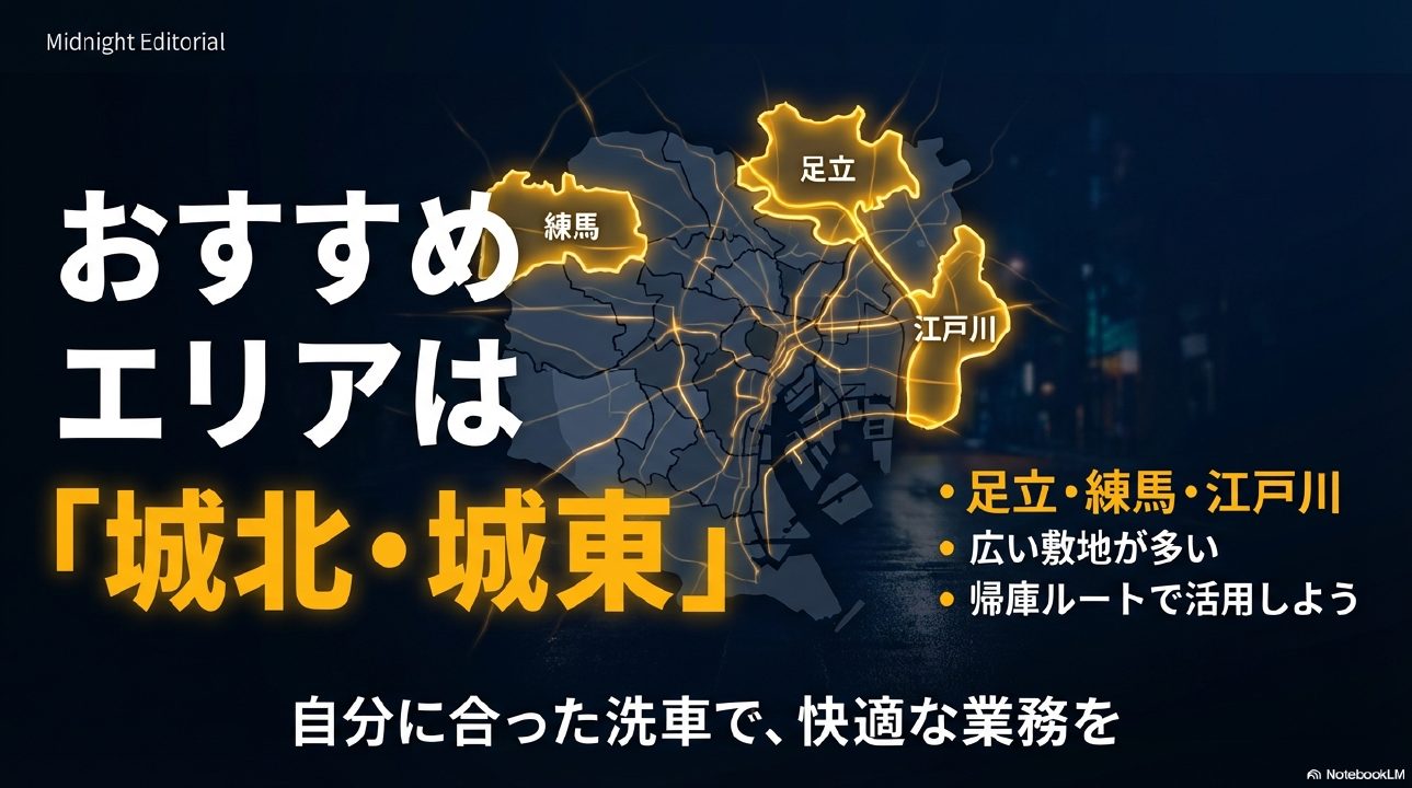 東京都内のタクシー洗車推奨エリア（足立・練馬・江戸川）の分布図