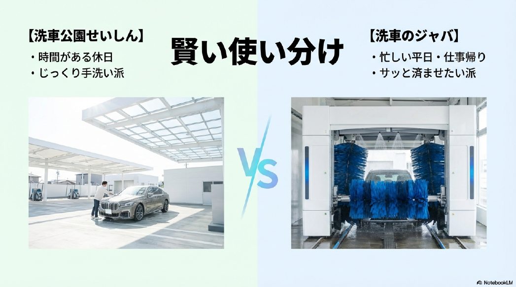 洗車のジャバと洗車公園せいしんの比較。時短派はジャバ、手洗い派はせいしんがおすすめ