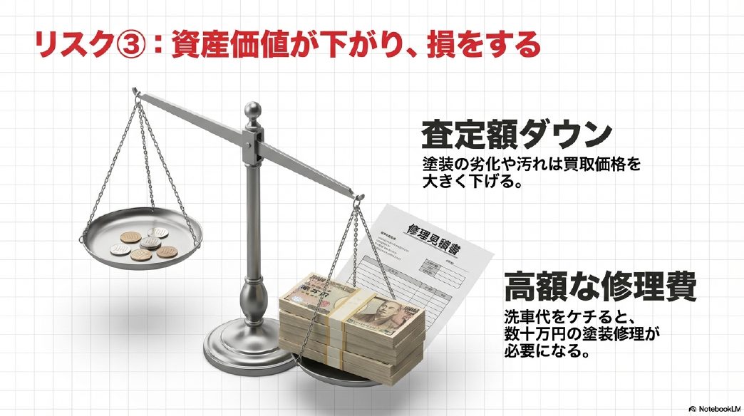 塗装劣化による査定額ダウンや高額な修理費発生による経済的リスクの解説