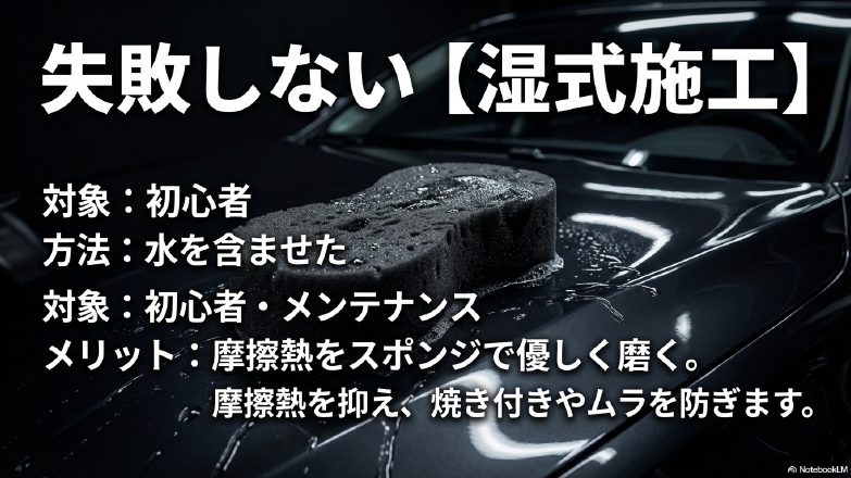 水を含ませたスポンジで優しく磨く湿式施工の手順とメリット