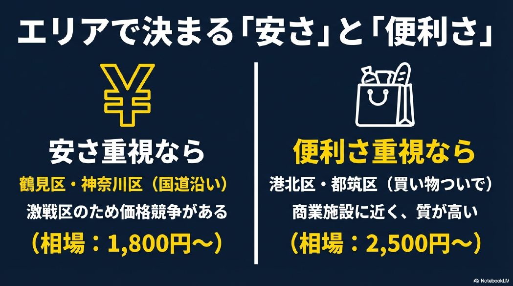 鶴見区・神奈川区は安さ重視、港北区・都筑区は便利さ重視というエリア別の洗車相場比較