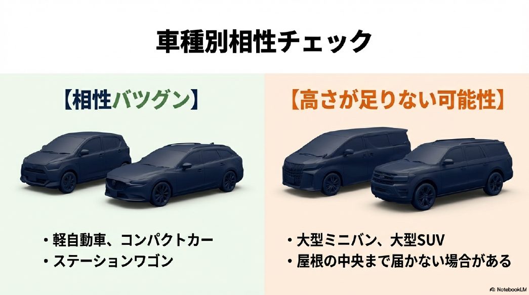 ステーションワゴン・ミニバン・SUVごとの洗車用踏み台の高さ適合性イメージ