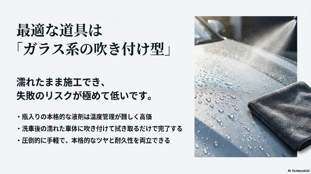 濡れたまま施工でき失敗リスクが低いガラス系スプレーコーティングのメリット