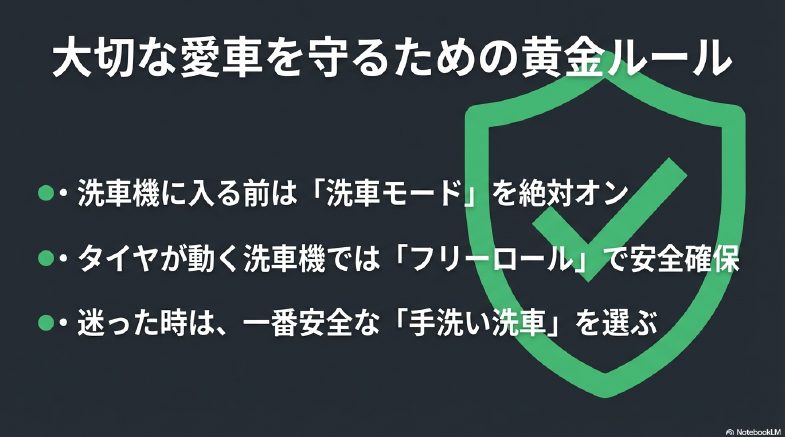 テスラの洗車における安全な運用のための黄金ルール