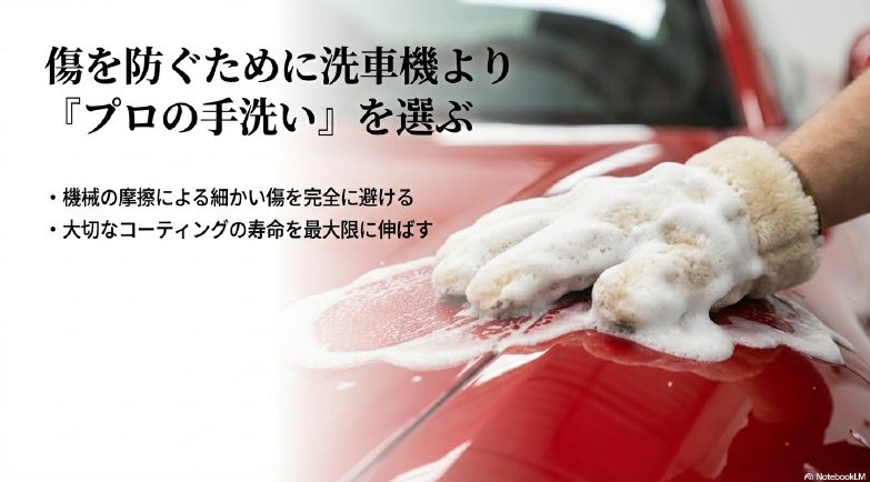 洗車機のブラシによる傷リスクとプロの手洗い洗車のメリット比較